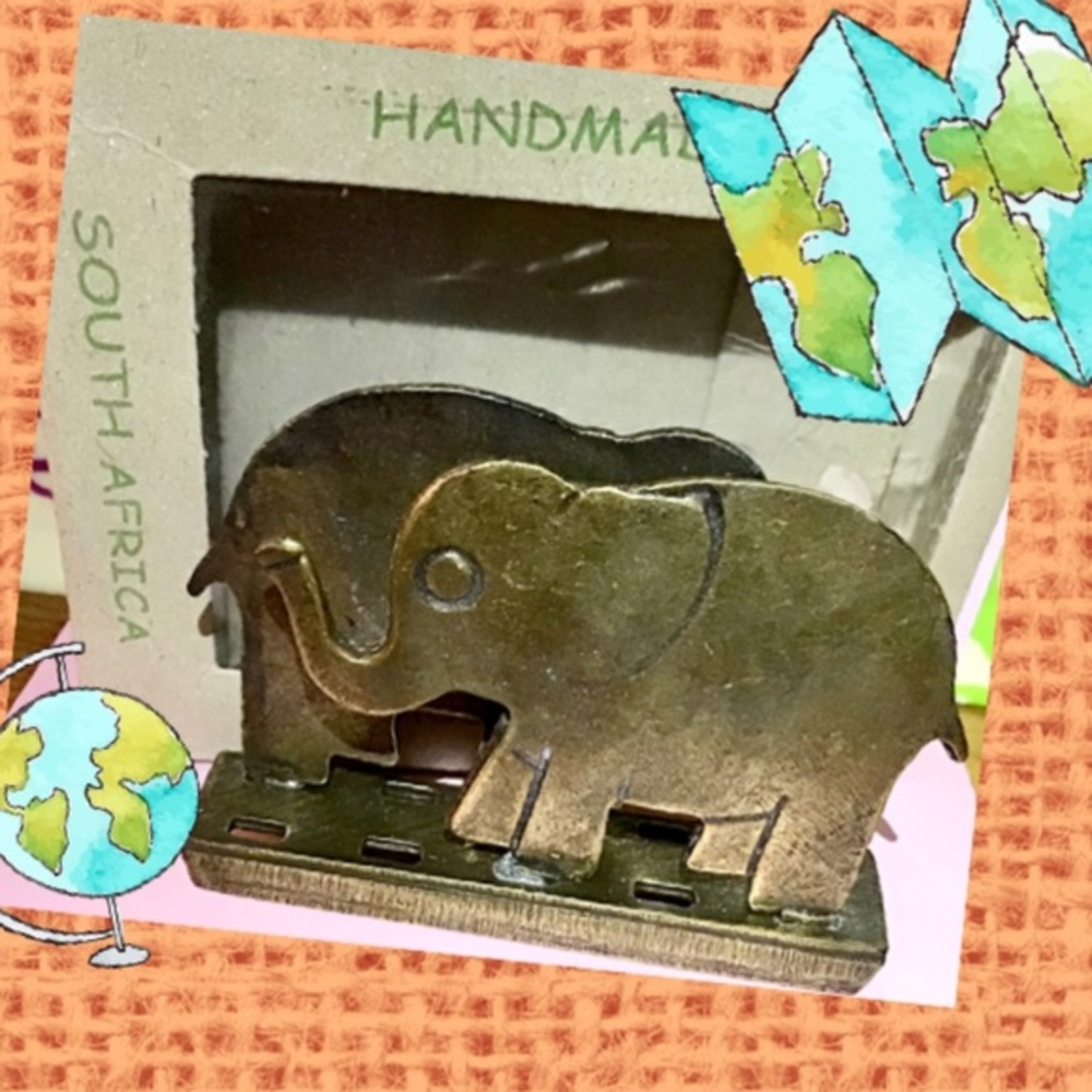 Brass Elephant Card Holder